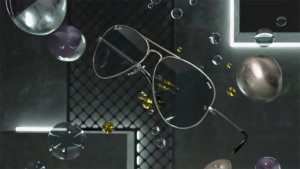 occhiale per 3D motion design animazione