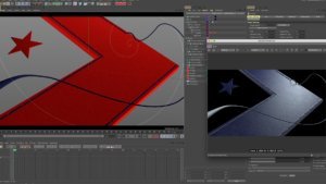 vieport 3D con la finestra di redshift
