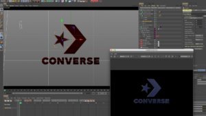 in 3D il logo viene illuminato e creata la sua texture