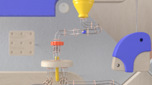 rube goldberg 3D animazione
