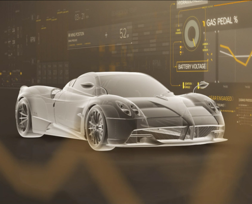 automotive animazione visual effects per pagani automobili